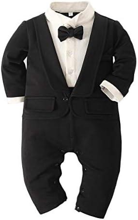 Abolai Baby Boys' Tie Striped Vest Gentleman One-Piece Romper Wedding Outfit, Height 80