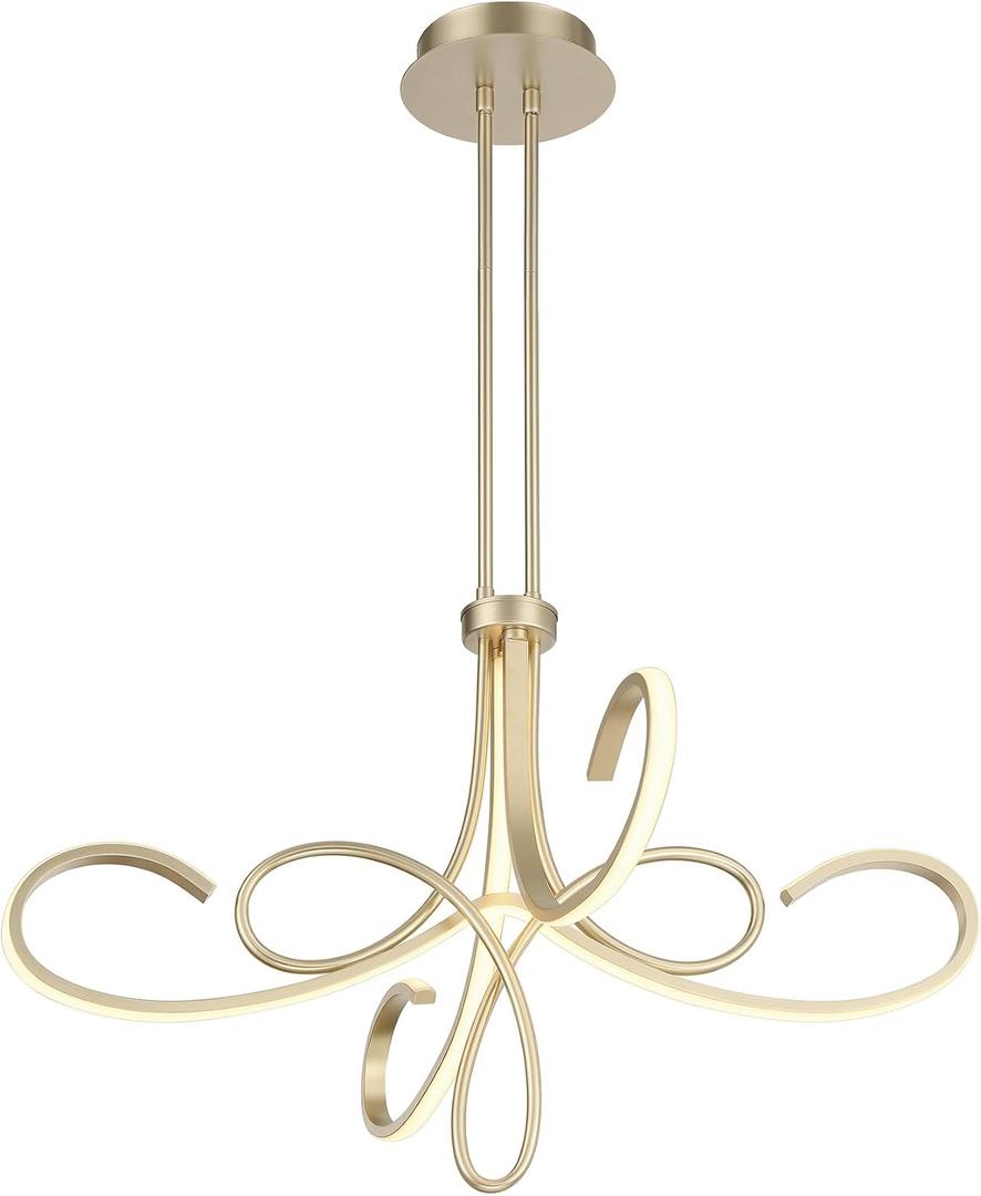 GEORGE KOVACS P5436-697-L Astor LED Chandelier, 1-Light, 24 Total Watts, 21-in H x 32-in W, Soft Gold, 32" Wide x 21-Inch Height