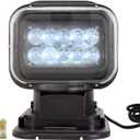 AUXTINGS 360 Degree LED Spotlight Search Light LED Rotating Remote Control Work Light with Magnetic Base for SUV Boat Home Security Protection Emergency Lighting Farm Field Garden
