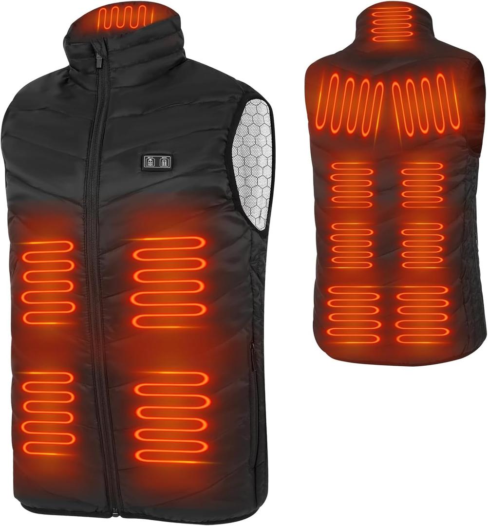 D1D9 Heated Vest for Women Men 13 Heat Zones Electric Warming Waistcoat Lightweight Unisex Clothing (Battery Not Included)