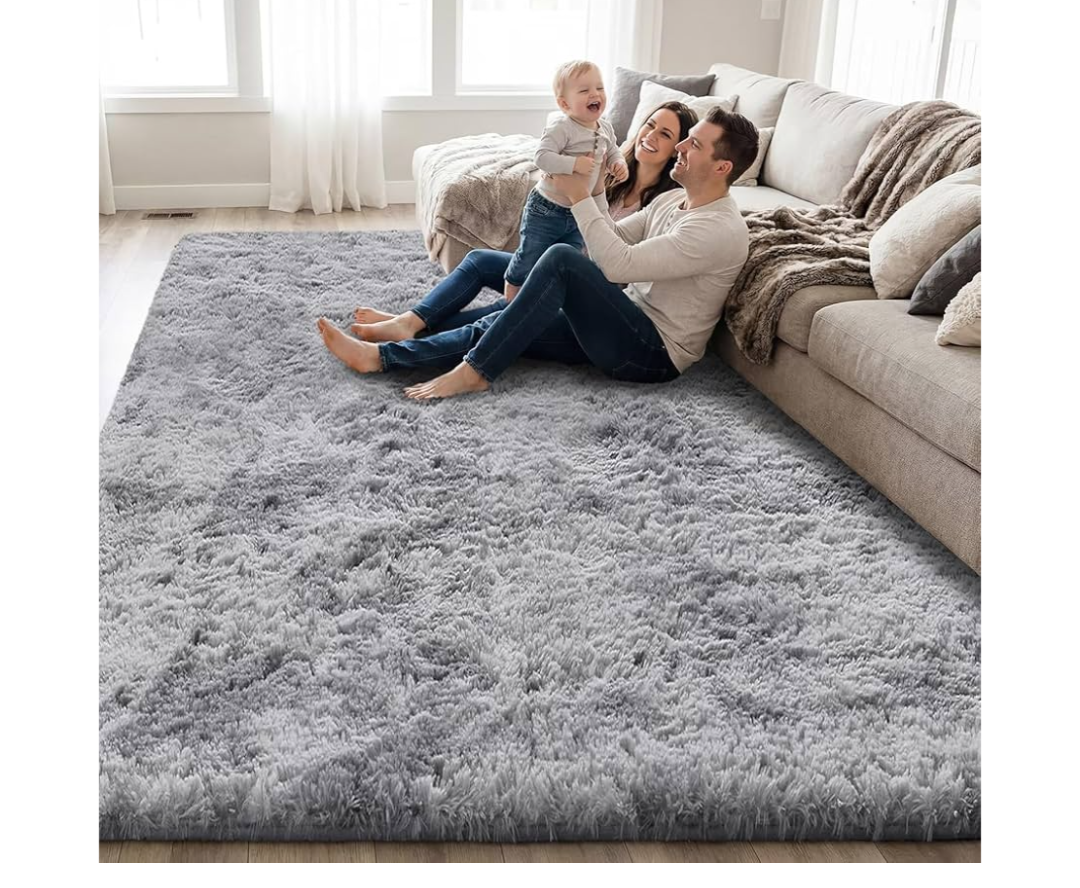 5x8 Light Grey Area Rugs Modern Home Decorate Soft Fluffy Carpets for Living Room Bedroom Kids Room Fuzzy Plush Non-Slip Floor Area Rug Fluffy Indoor Carpet