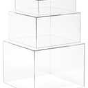 Red Co. Set of 3 Crystal Clear Acrylic Cube Display Nesting Risers with Hollow Bottoms, Transparent