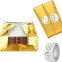 100 Pack Chocolate Bar Wrappers with Thick Paper Backing,Come with 100 Stickers,6" X 7.5", Gold Foil Candy Wrappers, Homemade Individual Wrapping Sheets,Durable,Wrinkle-Free (Gold-with Stickers)
