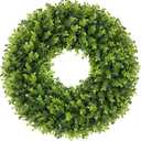 20 Inch Boxwood Front Door Wreaths, Spring and Summer Outdoor Wreath for Front Door, All Seasons Artificial Green Wreath for Farmhouse Wedding Porch Wall All Seasons Indoor Decorations