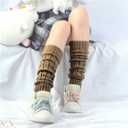 Women's Arm Warmers Fairy Fingerless Punk Goth Emo Gloves with Leg Warmers Solid Rib Knit Long Sock Y2K Accessories