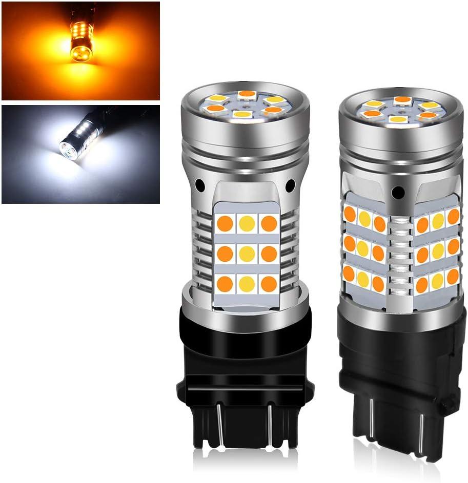 3157 LED Bulbs Switchback Amber Turn Signal Lights 12V White Side Light Switchback Led Bulbs 42 Led Error Free Canbus Built-in Load Resistor 2Pcs 3157 3057 Car Blinker Lamp (White Amber 3157)