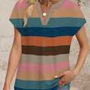WIHOLL Womens Summer Tops V Neck T Shirts Cap Sleeve Business Casual Outfits Loose Fit Beach Vacation Clothes Basic Tees (XXL)