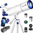 Telescope for Adults High Powered, 90mm Aperture 550mm Portable Refractor Telescope for Kids & Astronomy Beginners, Professional Telescopes with Tripod, Phone Adapter, Moon Filter, Carry Bag