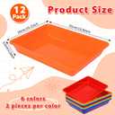 12 Pack Letter Size Flat Storage Paper Tray Organizer Bin Tray Plastic Stackable File Organizer for Classroom Library School Office Teacher Desktop Book Organization (Rainbow)