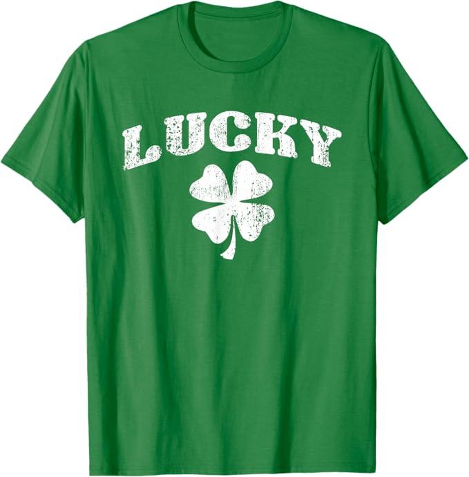 Vintage Style Lucky Clover St Patrick's Day T-Shirt S