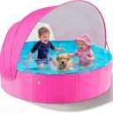 Jasonwell Kiddie Baby Pool with Canopy - Foldable Infant Toddler Kids Pool with Shade Baby Beach Essentials Tent Swimming Wading Pools for Toddlers 1-3 + Kids Dogs Ball Pit Backyard Water Play R, 48"