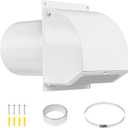 Neoaider 8 Inch Hooded Wall Vent Cover with Screen and Damper, 14GA/2MM Thick Heavy-Duty Steel Vent Covers for Wall, Vent Cover for Dryer Ventilation and Outdoor Air Exhaust, White