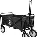 Elevon Heavy Duty Steel Frame Collapsible Folding 150 Pound Capacity Outdoor Camping Garden Utility Wagon Yard Cart, Black