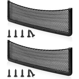 Frienda 2 Pcs Car Storage Net Bag, ABS Plastic Framed Mesh Net Holder, Phone & Cargo Organizer with Screws for Auto, Rv, Boat, Truck Pocket Storage (32 x 8 Inch)