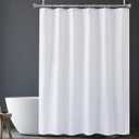 Amazer White Long Shower Curtain Liner Washable, 72 x 78 Inches, Fabric Shower Liner with 2 Bottom Stones, Waterproof 2-in-1 Shower Curtain and Liner, 12 Grommet Holes, Hotel Quality, White