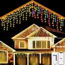 SOSHOT Christmas String Lights Outdoor - 49Ft/15M 640 LED 8 Modes with Remote Control and App Waterproof Christmas Lights for Patio Yard Garden Wedding Party-Warm White to Multicolor