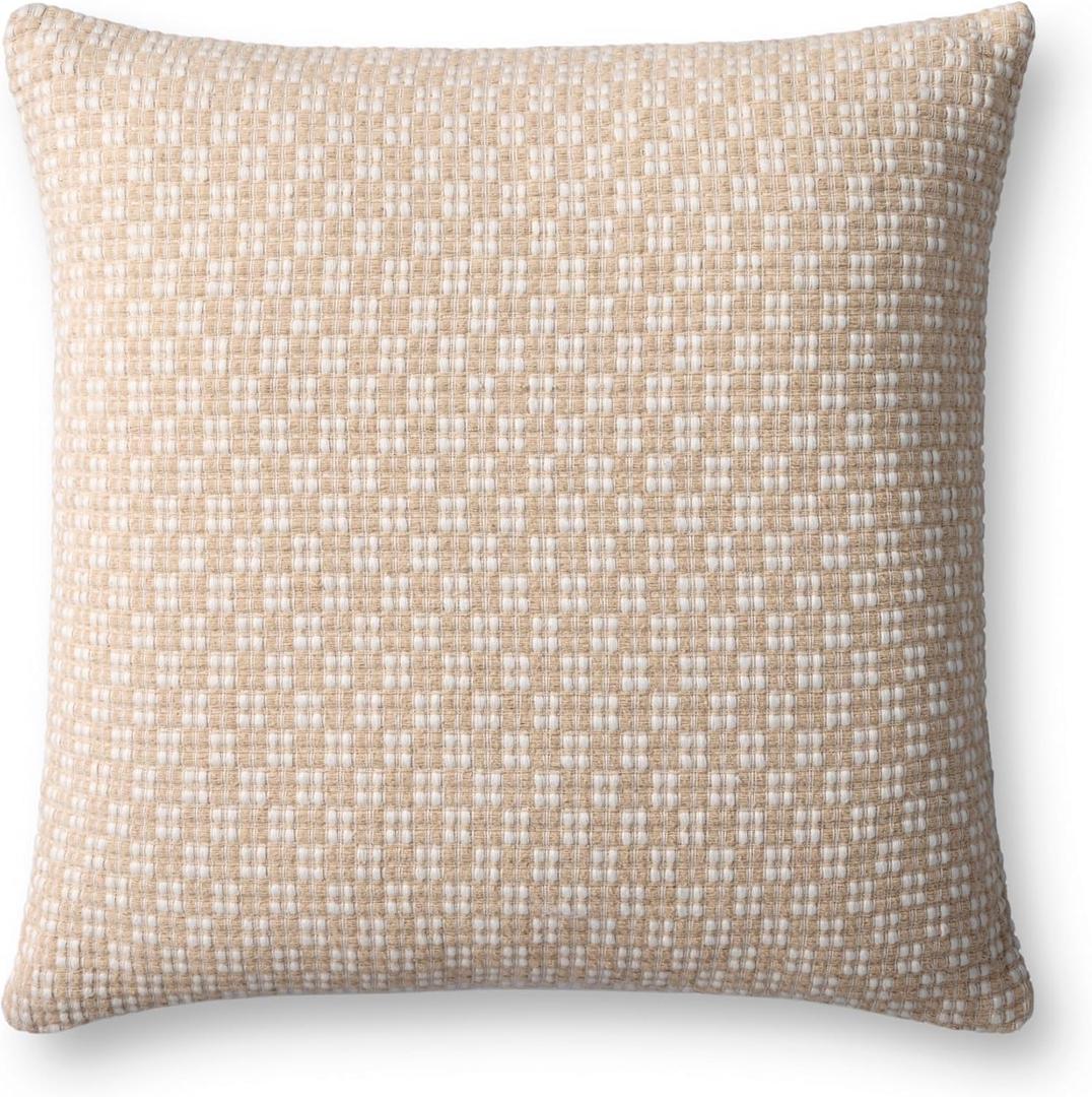 Loloi II Collection PLL0125 Ivory/Wheat 18'' x 18'' Cover w/Poly Pillow