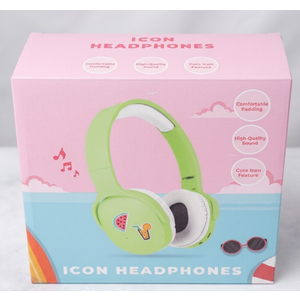 2pcs Icon Headphones Summer Style Cute Icon Features ,For Kids TeensGreen
