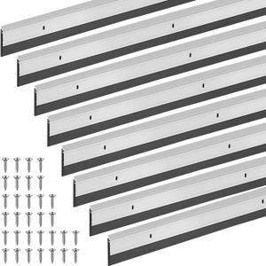 4 Pcs All-Season Door Sweeps for Bottom of Exterior and Interior Door, Aluminum Alloy and Rubber, Ideal for Residential & Commercial Use (1-3/4 x 36 Inch, Silver)