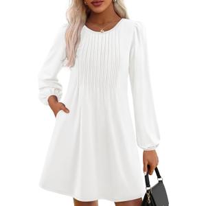 PRETTYGARDEN Fall Dresses for Women 2026 Long Sleeve Mini Short Flowy A Line Casual Holiday Party Tunic Dress Fashion Clothes