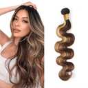 26 inch 4/27 Human Hair Bundles Ombre Body Wave Bundles Honey Brown Bundle P427 Body Wave Bundle 3 Tone 100g
