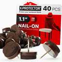Nail-on Felt Pads X-PROTECTOR 40 PCS - 1.1" Felt Furniture Pads - Brown Chair Leg Floor Protectors - Nail in Furniture Pads for Furniture Legs - The Best Felt Chair Pads for Hardwood Floors (28mm)!
