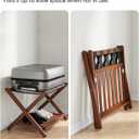 Smart FENDEE Bamboo Luggage Rack Fully Assembled, Walnut Folding Suitcase Stand with Shoe Shelf, Heavy-Duty Luggage Holder for Guest Room Must Haves, Bedroom, Hotel