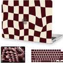 Anban Compatible with MacBook Air 13 inch Case M5 2025 2024-2022 M4 M3 M2 A3240 A3113 A2681, Plastic Hard Shell+Keyboard Cover+Screen Protector for MacBook Air 13.6 inch Case, Marsala Red Checkered