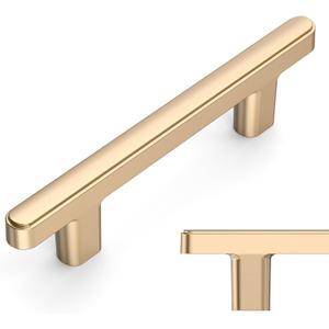 Amerdeco 10 Pack Brushed Brass Cabinet Pulls 3 Inch(76mm) Hole Center Drawer Pulls Cabinet Hardware Kitchen Cabinet Handles for Bathroom ZH0065