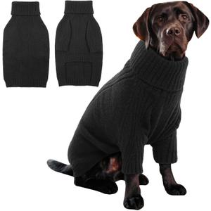 IECOii XXXL Dog Sweater,Warm Dog Sweaters for Extra Large Dogs Girl Boy,Stretchy & Cozy,Turtleneck Knitted Pullover for Pet Wear On Holiday,Easy On Doggy Sweatshirt for Labrador (Black, XXXL)