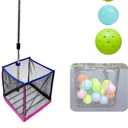 Portable Pickleball & Tennis Ball Collector Baseball Ball Basket Hopper Container for Picking and Storage Training Tool for 30+ Balls Pickle-Ball Equipment Hollow Plastic Baseballs