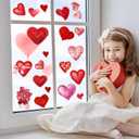 101pcs Valentine's Day Window Stickers Double-Sided Heart Window Clings Decals for Valentine's Day Wedding Party Home Windows Decoration Supply