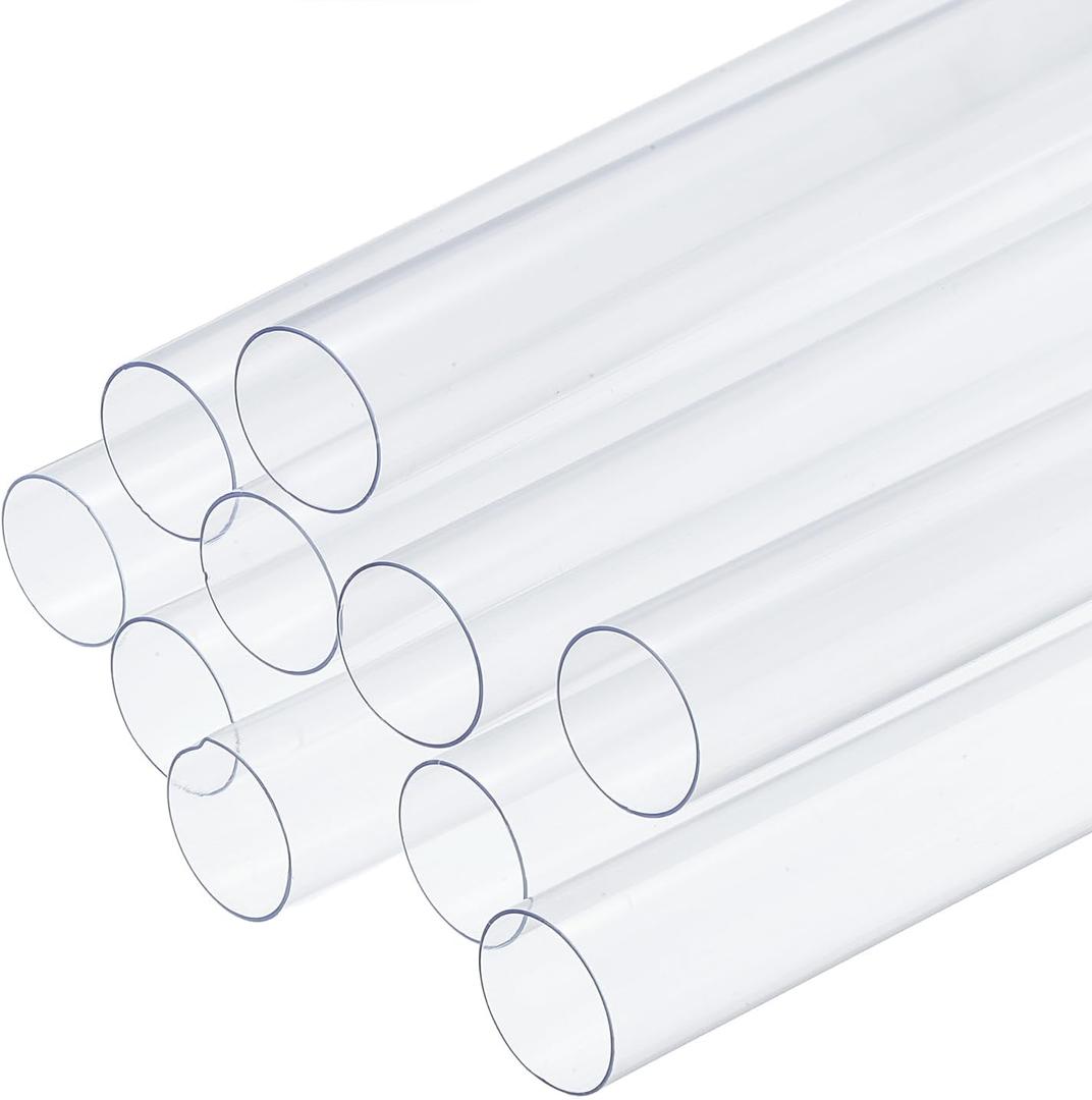 uxcell 10 Pcs Clear Plastic Rigid Tubing 24mm ID x 25mm OD, 0.5 Meters L