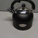 SUSTEAS Tea Kettle - 3.17QT Whistling Kettle with Ergonomic Handle - Premium Stainless Steel Tea Pots for Stove Top, Chic Vintage Teapot with Composite Base, Work for All Stovetops (Black)