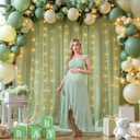 10x10ft Sage Green Tulle Backdrop Curtains with Lights String for Party,Wrinkle Free Sheer Curtain Wedding Photo Backdop Drapes for Baby Shower Birthday Party Photography Home Decorations