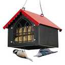 Kingsyard Double Upside Down Suet Feeder with Weatherproof Roof, All Metal Suet Feeders for Outdoors Hanging, Great for Downy Woodpecker Nuthatch Chickadee, Red