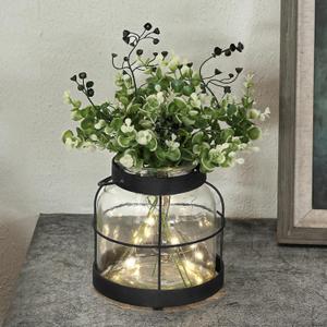 Vintage Glass Farmhouse Vase Rustic Lantern Decor with Plants Flowers Lights Retro Style Vases for Home Decor Floral Arrangement Hostess Gift