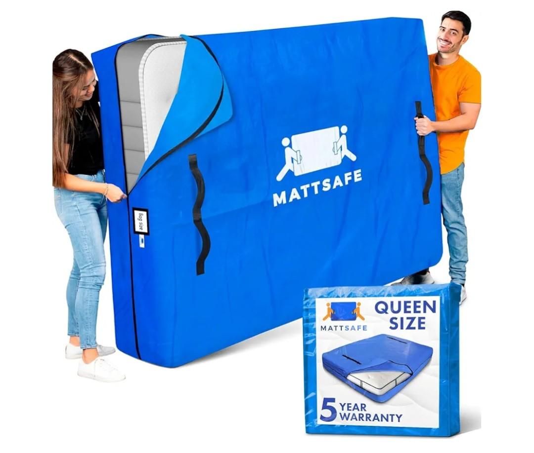 Nordic Elk Mattress Bags for Moving and Storage (Queen) Heavy Duty Moving Supplies, 8 Sturdy Handles, Strong Zipper, Mattress Cover Queen Size Bed Bags, Storage Cover Essentials Packing Protector 82"x62"x15"