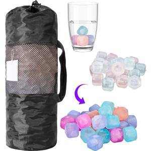 380 Pack Reusable Ice Cube for Drinks - Refreezable Plastic Ice Cubes Without Diluting BPA Free, Washable Ice Cube for Whiskey Coffee Bars Party Ice Bath Camping (Color-changing, Square-380Pack)