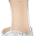 Allegra K Women's Glitter Ankle Strap High Chunky Heel Sandals (Silver, M) US 8.5