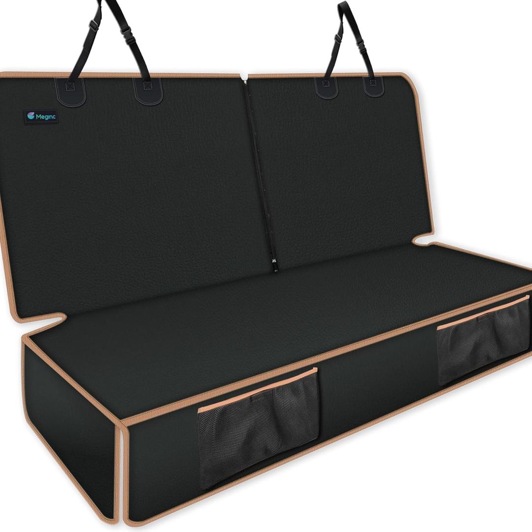 Dog Car Seat Cover for Back Seat, Waterproof PU Leather Bench Seat Covers for Trucks Ford F 150/Ram 1500/Chevy Silverado/GMC Covers, Non-Slip Back seat Pet Cover for Dogs in Car, Easy to Use and Clean