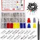 Twidec/755PCS Car Electrical Wire Terminal Pins Connector Kit 21Type 1/1.5/1.8/2.2/2.8/3.5mm Auto Electric Connector Pins Terminal Non-Insulated Plug Removal Male Female Crimp Pins