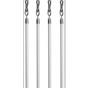 Generic White Aluminum Drapery Curtain Wand Pull Rod w/Swivel Snap & Handle White (4 Pack - 36""), Silver