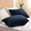 BEDELITE Flannel King Size Pillow Cases Set of 2, Super Soft Fleece Pillowcases with Zipper for Bedroom, Sofa, Couch,Luxury Cozy Fuzzy Velvet Pillow Shams for All Seasons(20x36 Inches,Navy)