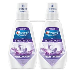 Crest Mouthwash/Mouth Rinse, 3D White Brilliance Whitening, Alcohol Free, Clean Mint, 2x1L (33.8 fl oz)