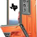 CaseBorne V Compatible with Samsung Galaxy S24 Ultra Case - [Extremely Rugged] [Military Grade 5-Layer Construction] with Built-in Stand - Orange/Gray