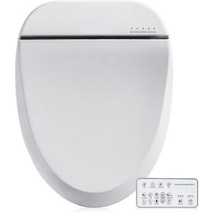 ZMJH Bidet Toilet Seat, Electric Smart Heated Seat with Slow Closes, Vortex Wash, Warm Dryer, Rear and Front Wash, Warm Water, Remote Control, and Night Light, White, A102S-W (Elongated)