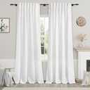 White Linen Curtains 84 inches Long for Bedroom Back Tab Light Filtering Privacy Sheer White Curtains Modern Farmhouse Coastal Decor White Cotton Textured Gauze Curtain for Living Room 2 Panels, 52"W x 84"L