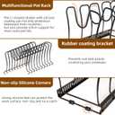 Expandable Pot & Pan Organizer - Grey Cabinet Rack with 10 Adjustable Compartments for Cookware, Baking & Frying Pans