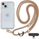 Universal Phone Lanyard, Anti-Theft Crossbody Strap for iPhone 17 Pro Max and Most Smartphones, Adjustable Cell Phone Neck Holder w/ 2 Non-Adhesive Tether Tabs for Men and Women, Apricot/Gold